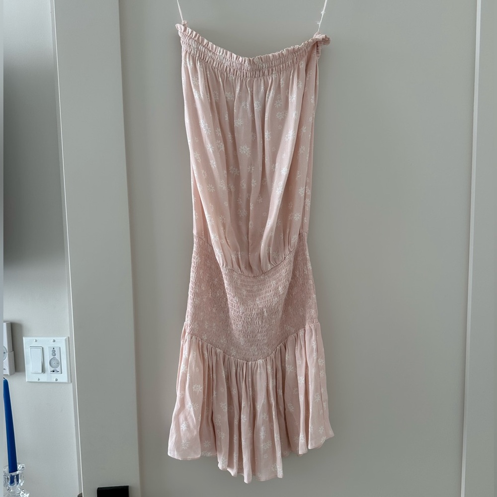 Blue Life pink and white strapless mini dress, size medium